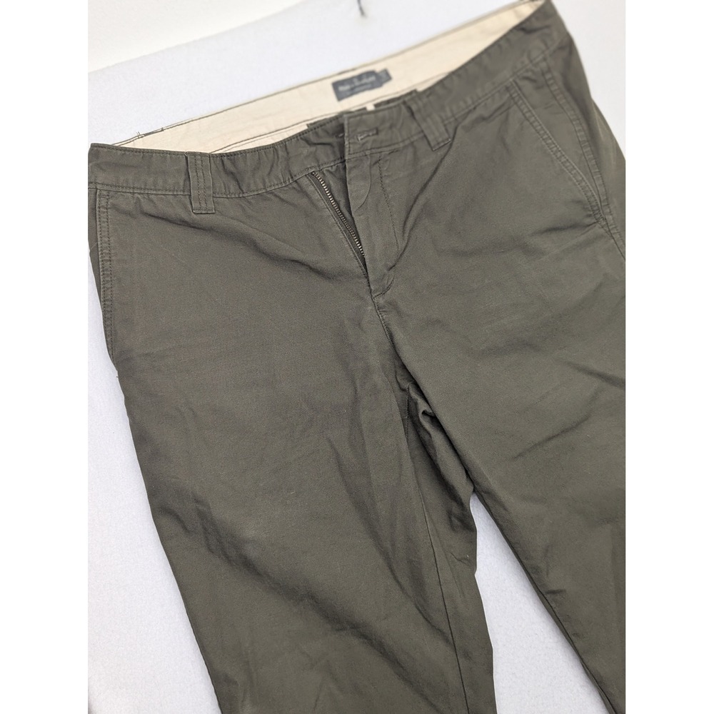 LL Bean Signature Slim Straight Fit Pants Mens 36x30 Olive Green Canvas 304107